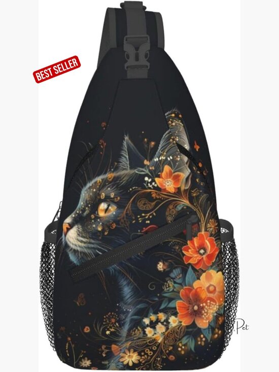 Cat Sling Backpack Crossbody Shoulder Bag Daypack Hiking Casual Sport Polyester main image 5